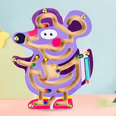 CAB Toys Montessori Drevené magnetické bludisko myška – Sleviste.cz