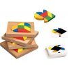Hra a hlavolam Tangram barevný pro 4 hráče dřevěný v krabičce