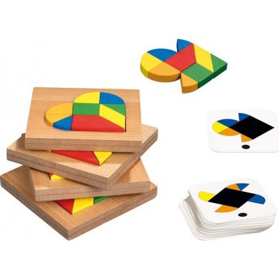 Tangram barevný pro 4 hráče dřevěný v krabičce