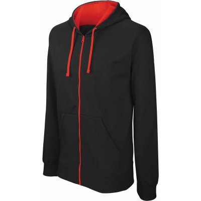 Kariban mikina s kontrastní kapucí Contrast hooded sweatshirt Black/Red – Zboží Mobilmania