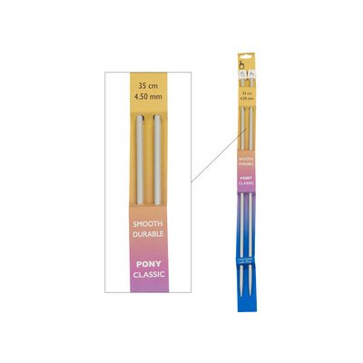 Storex Pletací jehlice PONY, hliníkové, rovné, 2 kusy, délka 35cm, velikost 4,5m – Sleviste.cz