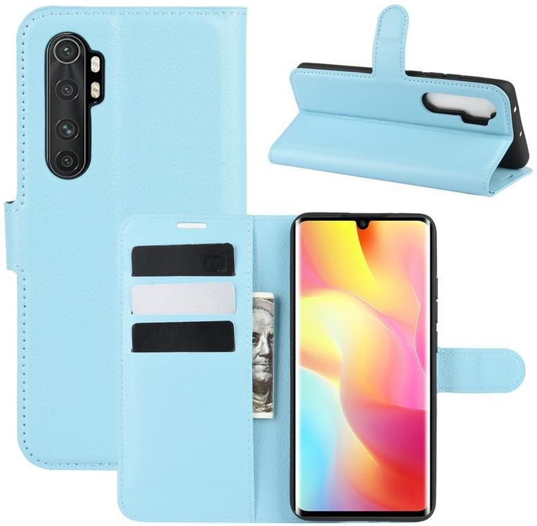 Pouzdro Litchi PU kožené peněženkové Xiaomi Mi Note 10 Lite - modré