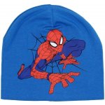 Dětská bavlněná jarní podzimní čepice pro chlapce Spiderman světlo modrá