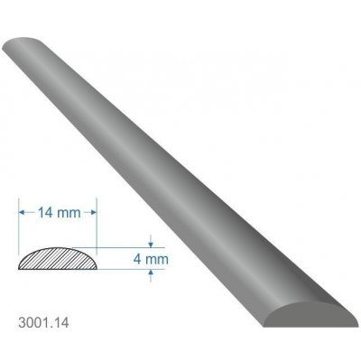 Pásovina oblá D, 14 x 4 x 2000 mm, měkká, cena za KUS (2m) – Zboží Mobilmania