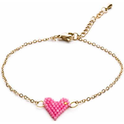 Bangles chirurgická ocel Heart beads pink 1406