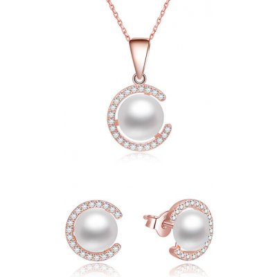 Beneto Pozlacený set šperků s pravými perlami AGSET285P-ROSE – Zboží Dáma
