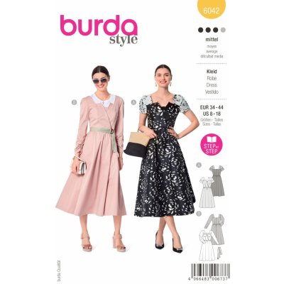 Střih Burda 6042, návod k šití: šaty v retro stylu – Zboží Mobilmania