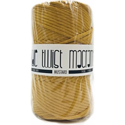 MMboutique bavlněná šňůra na macramé Single twist 4mm 100m Mustard – Zboží Mobilmania