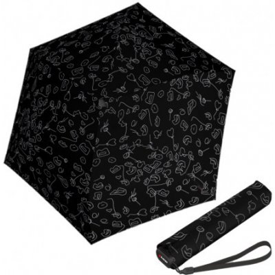 Knirps US.050 speak lehký dámský skládací plochý deštník černý