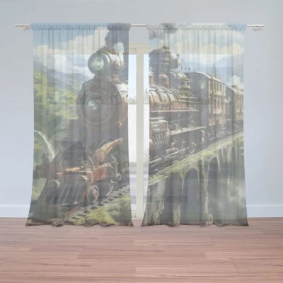 Sablio Záclony Parní lokomotiva na viaduktu: 2ks 150x250cm – Hledejceny.cz