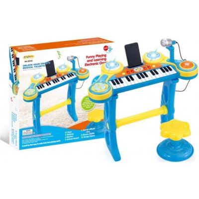 ENJOY dětské piano na baterie pro připojení MP3 se stoličkou modré – Zboží Mobilmania