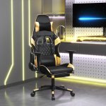 VidaXL Herní židle s podnožkou černá a zlatá umělá kůže – Sleviste.cz