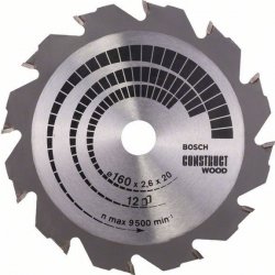 Bosch 2608640630 Pilový kotouč Construct Wood 160 x 20/16 x 2,6 mm, 12