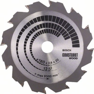 Bosch 2608640630 Pilový kotouč Construct Wood 160 x 20/16 x 2,6 mm, 12 – Hledejceny.cz