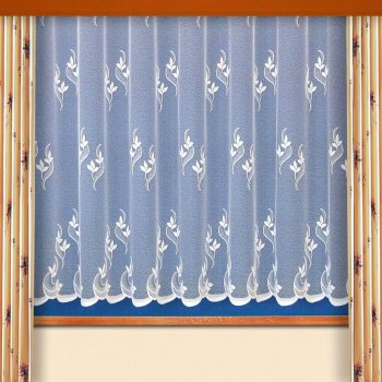 Českomoravská textilní žakárová záclona V039 listy, bílá, výška 170cm (v metráži)