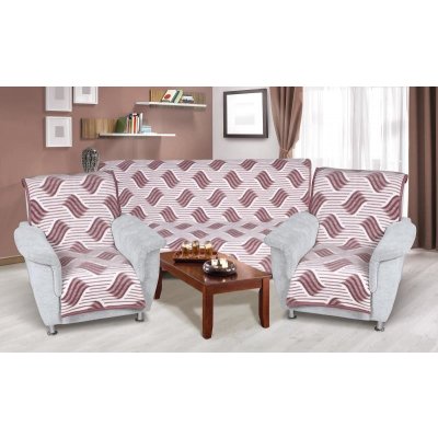 Souprava přehoz Karmela PLUS 3+1+1 vlnka burgundy 150 x 200 cm, 2 ks 65 x 150 cm – Sleviste.cz