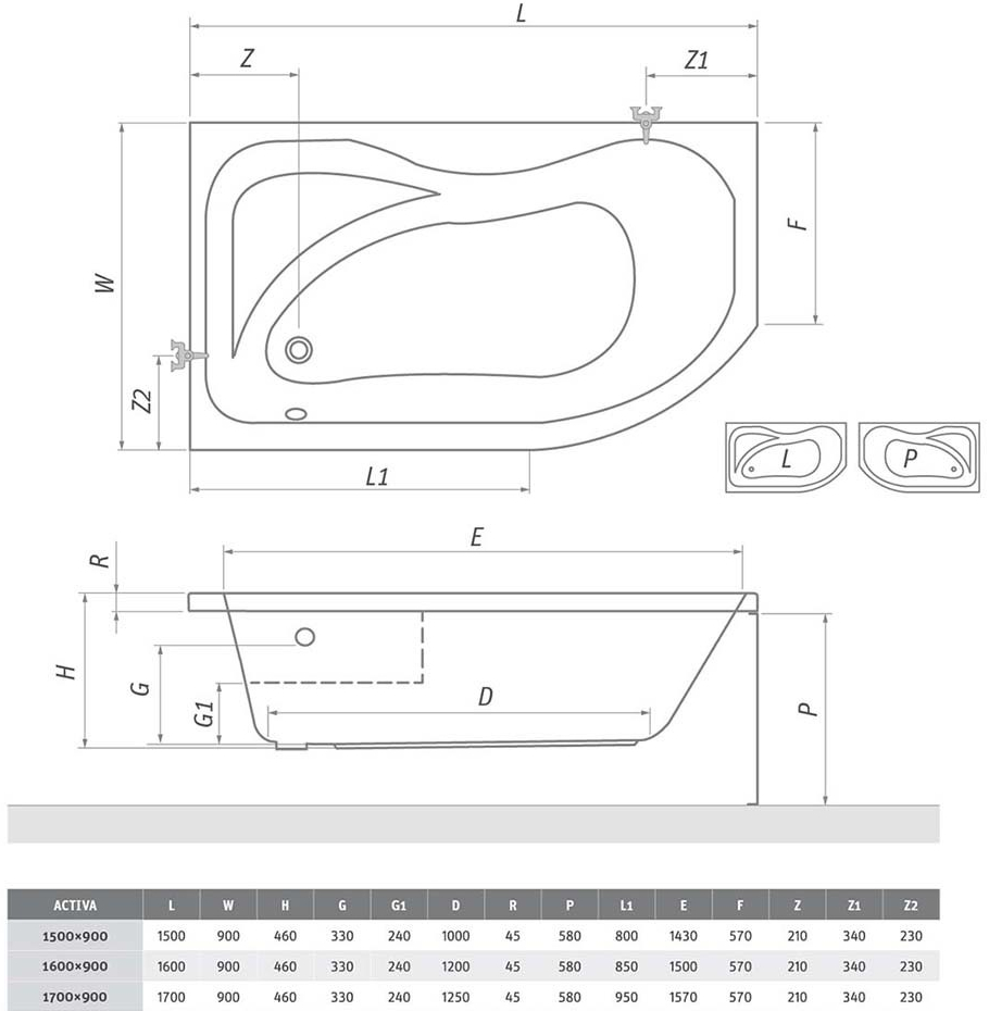 Roth ACTIVA 170 x 90 cm 8180000