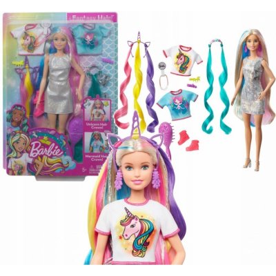Barbie Fantasie vlasová jednorožec a mořská panna – Zboží Mobilmania