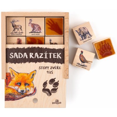 Lesní svět razítka Stopy zvěře 9 kusů – Zboží Dáma