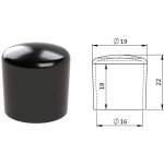 Kovoinox Vnější krytka PVC ø 19 x 22 mm, otvor 16 x 19 mm, černá