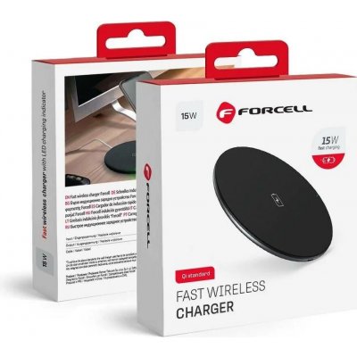 AppleMix ﻿Bezdrátová nabíječka / nabíjecí podložka Qi FORCELL - 15W - hliníková - černá – Zboží Mobilmania