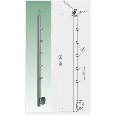 JAP Nerezový sloupek ke kotvení z boku pro nerezový prut, kulatá pata malá, AISI 304 – Zboží Mobilmania