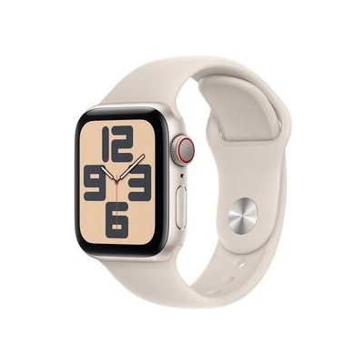 Chytré hodinky Apple Watch SE 2023 GPS + Cellular 40mm pouzdro z hvezdně bílého hliníku - hvězdně bílý sportovní řemínek - S/M (MRFX3QC/A)