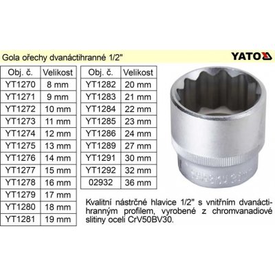 TRIUMF PROFESSIONAL Gola ořech dvanáctihran 36mm 1/2" na poloosy – Zboží Dáma