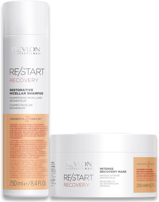 Revlon Professional Restart Recovery Vánoční sada šampon Recovery 250 ml + maska na vlasy 250 ml + kartáč na vlasy dárková sada