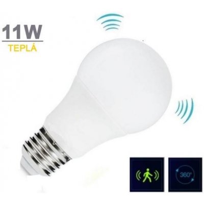 LED21 LED žárovka E27 11W s mikrovlným soumrakovým a pohybovým senzorem, CCD, 1055lm TEPLÁ – Zbozi.Blesk.cz
