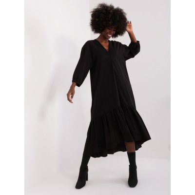 Basic asymetrické midi šaty černé – Zboží Mobilmania