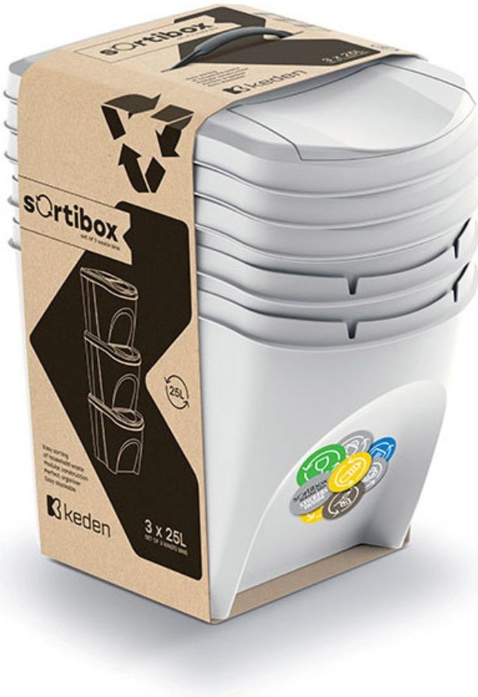 Sortibox na tříděný odpad 3 x 25l popelavě šedý