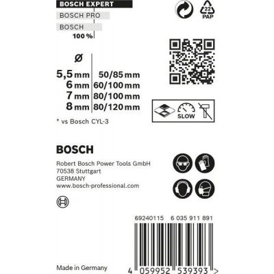 Bosch 4dílná sada vrtáků EXPERT MultiConstruction CYL-9 5,5/6/7/8 mm 2608900650