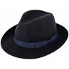 Klobouk Fiebig Headwear since 1903 klobouk fedora plstěný modrý s modrou stuhou