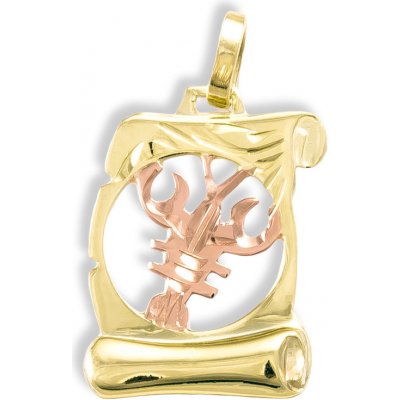 Gemmax Jewelry Zlatý přívěsek Rak měsíční znamení pergamen GUPCN 00121