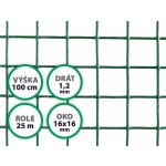 Pletivo na voliéry Zn+PVC zelené, oko 16 x 16 mm, drát 1,2 mm, výška 100 cm, role 25 m – Hledejceny.cz