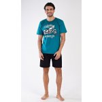 Motocykl pánské pyžamo krátké petrolejové – Zboží Dáma