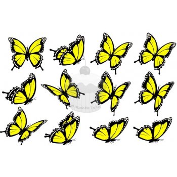 "Motýli žlutí 12ks" - A4