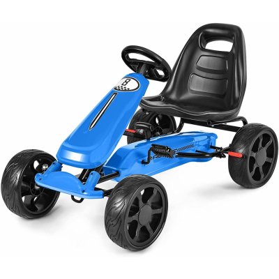 COSTWAY Go Cart s nastavitelným sedadlem Go Cart s ruční brzdou modrá – Zboží Mobilmania