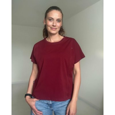 Kojicí tričko se zipem Kira oversized vínové – Sleviste.cz