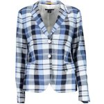 Gant elegantní károvaná dlouhá bunda modrá – Zboží Dáma