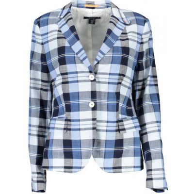 Gant elegantní károvaná dlouhá bunda modrá – Zboží Dáma