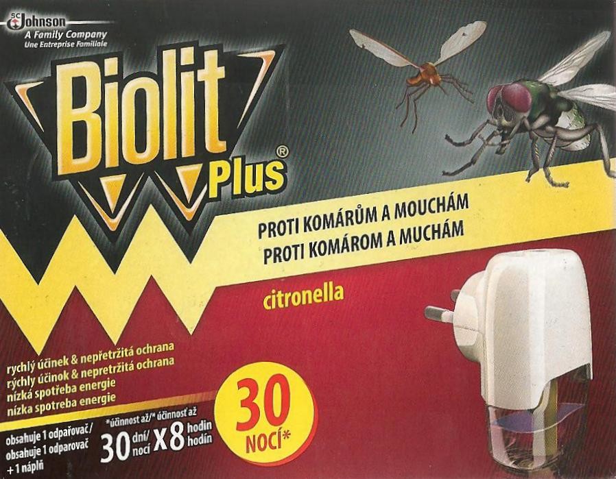 Biolit Plus Elektrický odpařovač proti komárům a mouchám + náplň citronella 30 nocí 31 ml