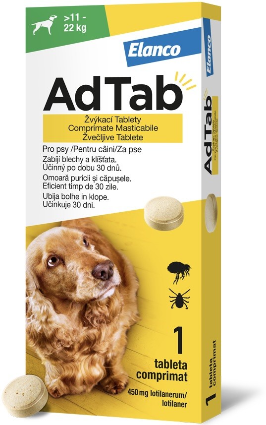 AdTab 450 mg žvýkací tablety pro psy 11-22 kg 1 tbl