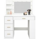 Aga toaletní stolek se zrcadlem a osvětlením matný bílý MRDT19 – Hledejceny.cz