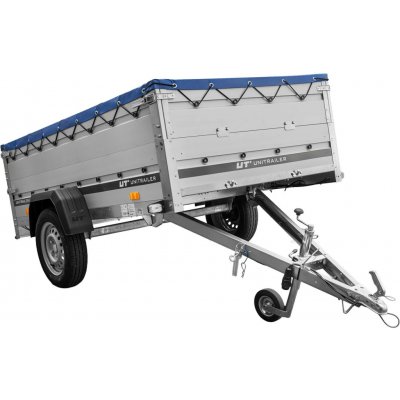 Unitrailer Garden 230 KIPP ALU s bočnicemi BIS, rámem H-0 a modrým krytem – Zboží Mobilmania