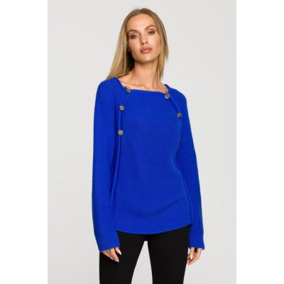 Pulovrový svetr s ozdobnými knoflíky M712 MOE Modrá – Zboží Mobilmania