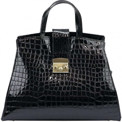 Černá kožená kabelka Luka COCO 20-077 Elegantní Kufřík s Odjímatelným Popruhem – Zboží Mobilmania