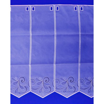 Olzatex voálová vitrážová záclona V409 vyšívaný černošedý ornament, s bordurou, bílá, výška 40cm (v metráži) – Hledejceny.cz