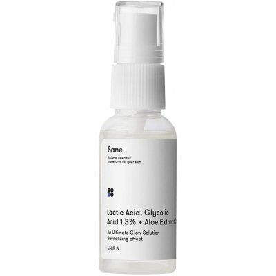 Sane - Lactic Acid, Glycolic Acid 1,3% + Aloe Extract 3% - Pleťové sérum s kyselinou mléčnou a glykolovou - 30 ml – Hledejceny.cz